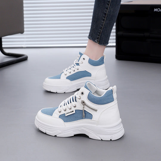Damen High-Top Sneakers mit auffälligem Leopardenmuster und trendiger Sohle EB