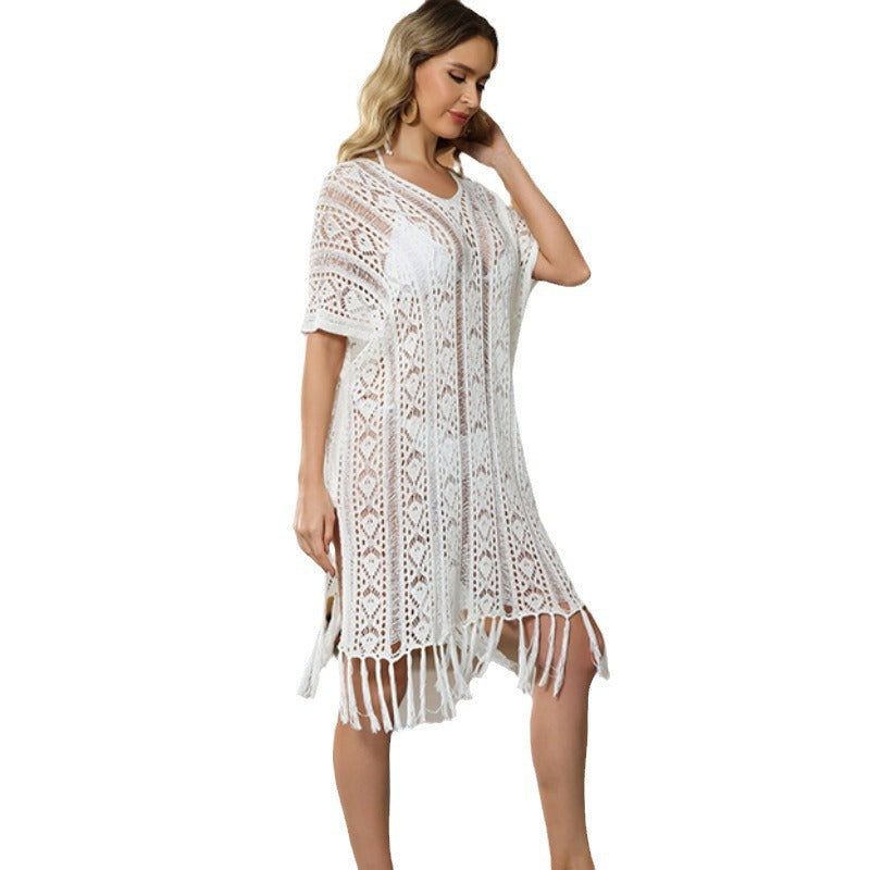 Damen elegantes gehäkeltes Strandkleid EB