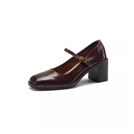 Damen Elegante Mary Jane Pumps mit Blockabsatz EB