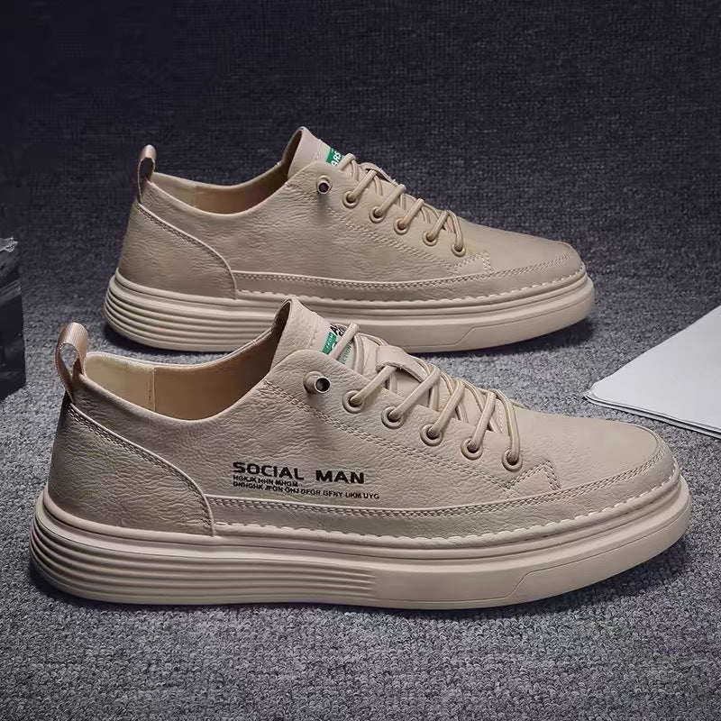 Herren modische Sneakers mit hochwertigem Leder-Obermaterial und dämpfender Sohle EB