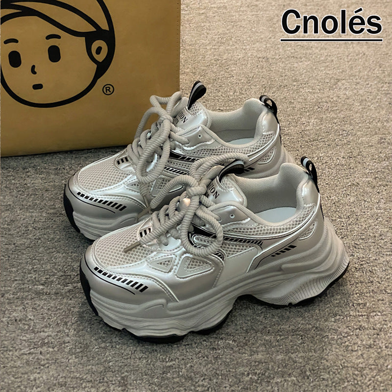 Damen Chunky Fashion Sneakers mit atmungsaktiver Mesh-Oberfläche und rutschfester Sohle EB