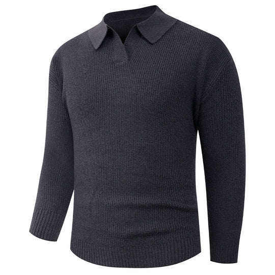 Herren Strickpullover mit klassischem Kragen und strukturierter Optik EB