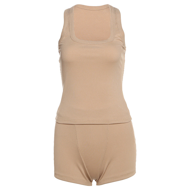 Damen Sportliches Loungewear-Set mit ärmellosem Oberteil und Shorts EB