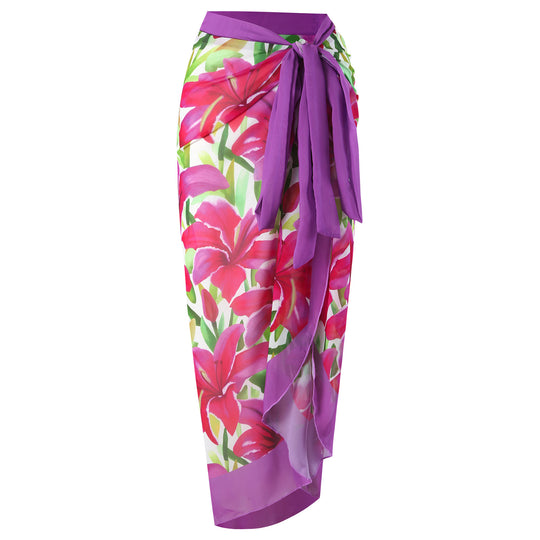 Damen Badeanzug mit floralem Design und modischem Überrock EB