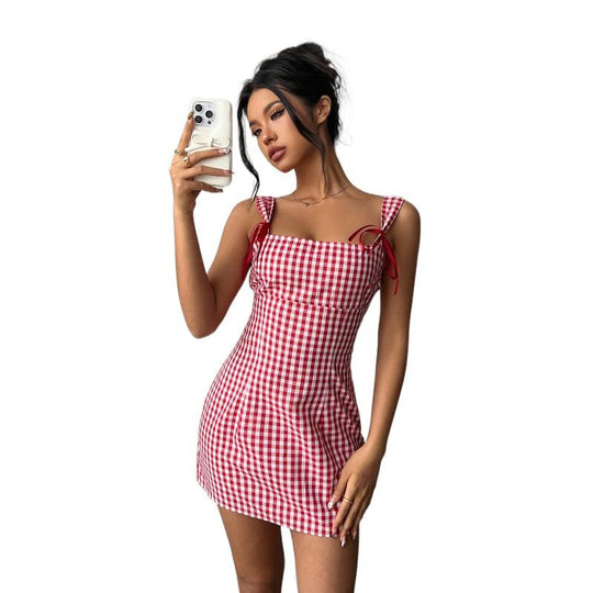 Damen Minikleid mit schickem V-Ausschnitt und dekorativem Rückenausschnitt EB