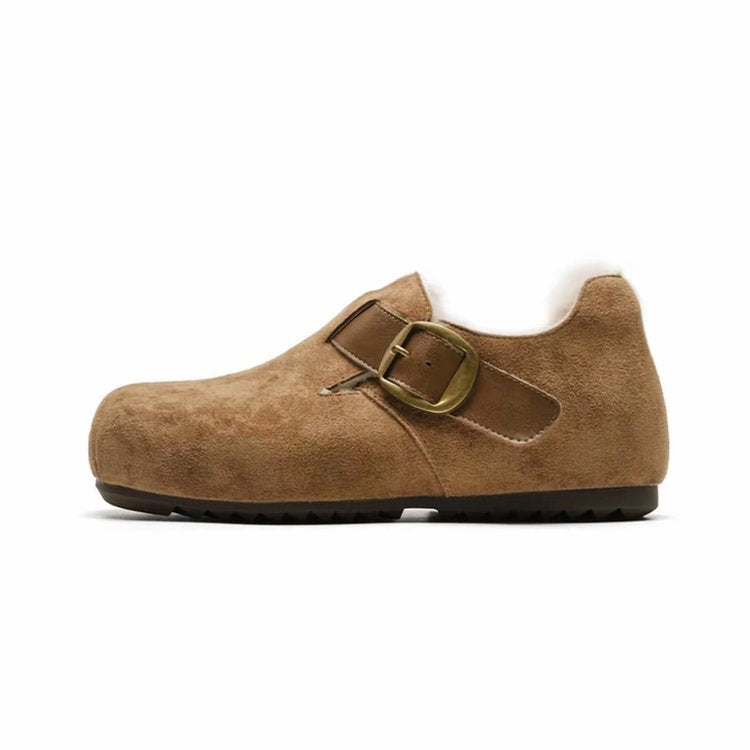 Damen Bequeme Lederschuhe mit modischer Knopfdetail EB