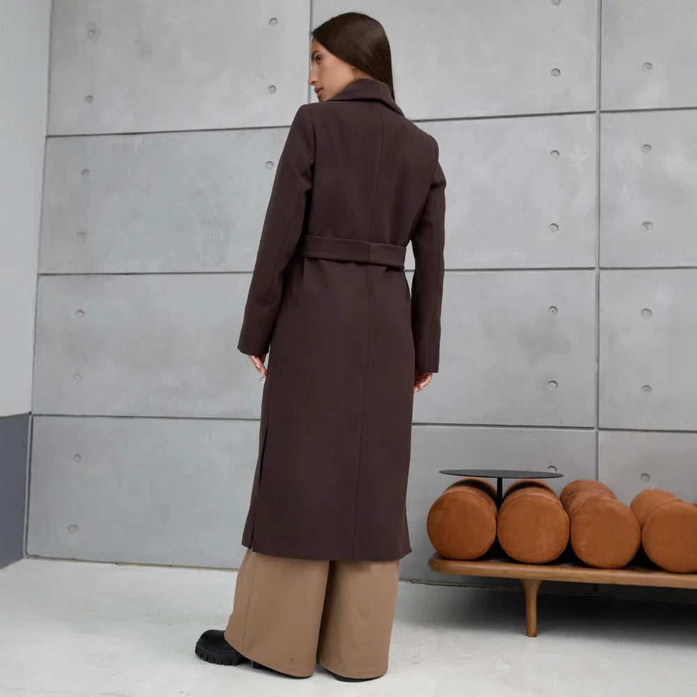 Damen Eleganter Wollmantel im doppelreihigen Design EB