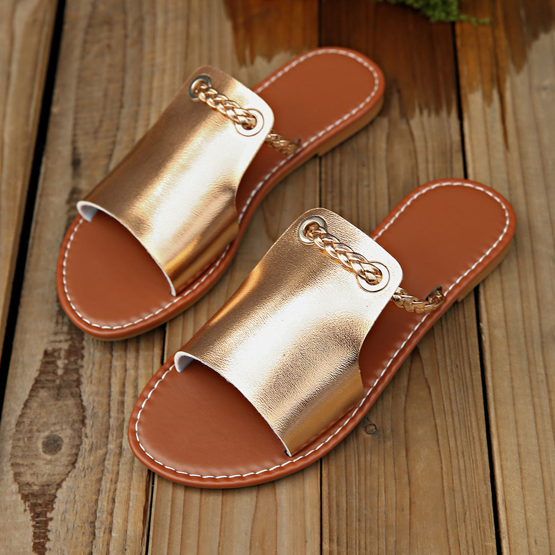 Damen Riemchensandalen mit elegantem Metall-Design und bequemer Innensohle EB