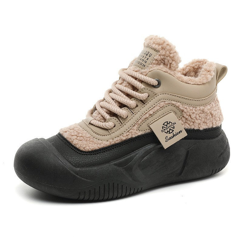 Damen Warme High-Top Sneakers mit flauschigem Innenfutter und rutschfester Sohle EB