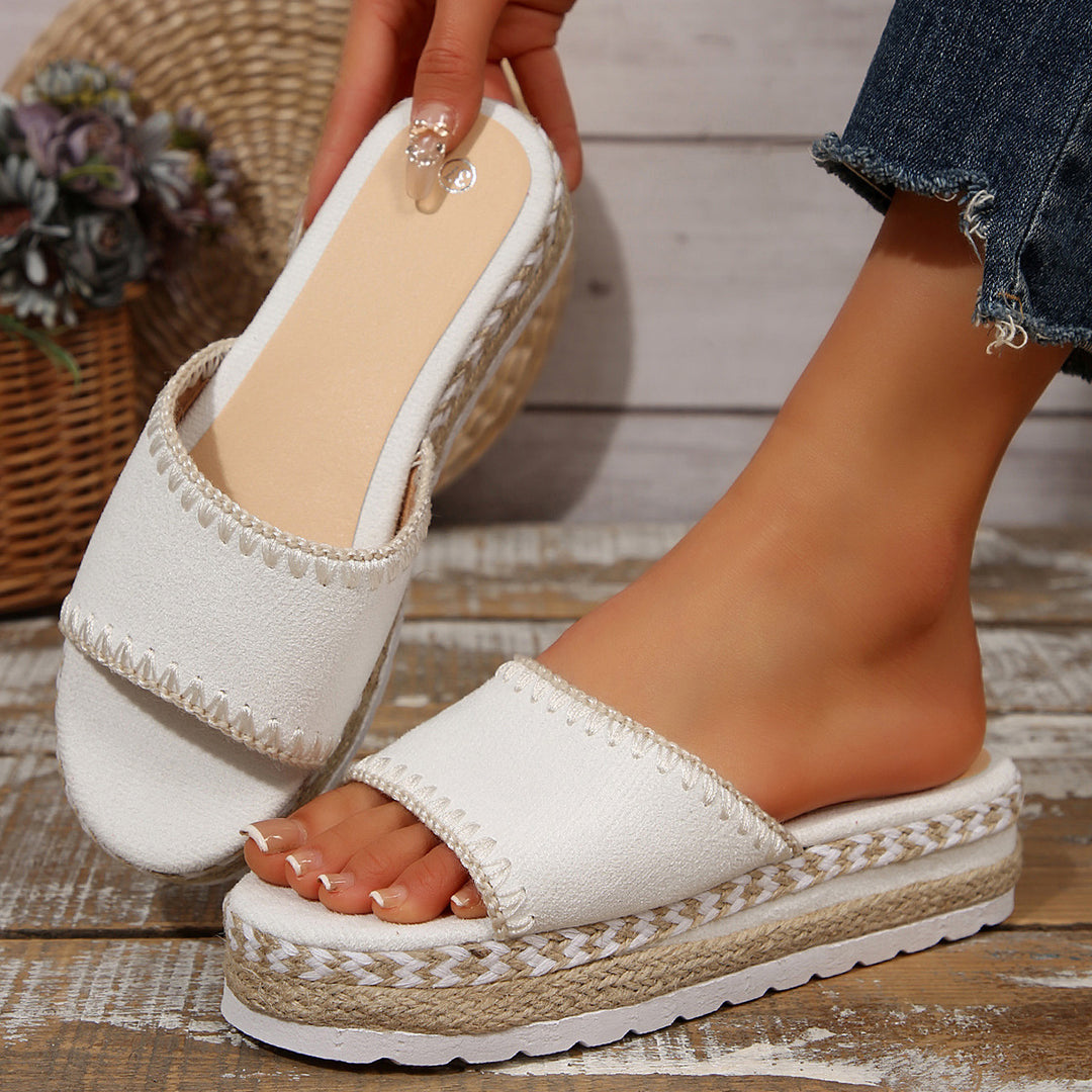 Damen Espadrille-Slipper mit geflochtenem Absatz EB