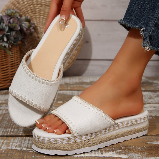 Damen Espadrille-Slipper mit geflochtenem Absatz EB