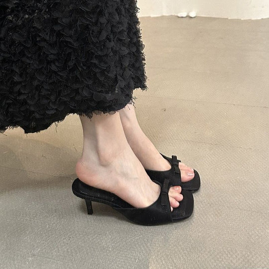 Damen elegante Mules mit Schleifenakzent EB