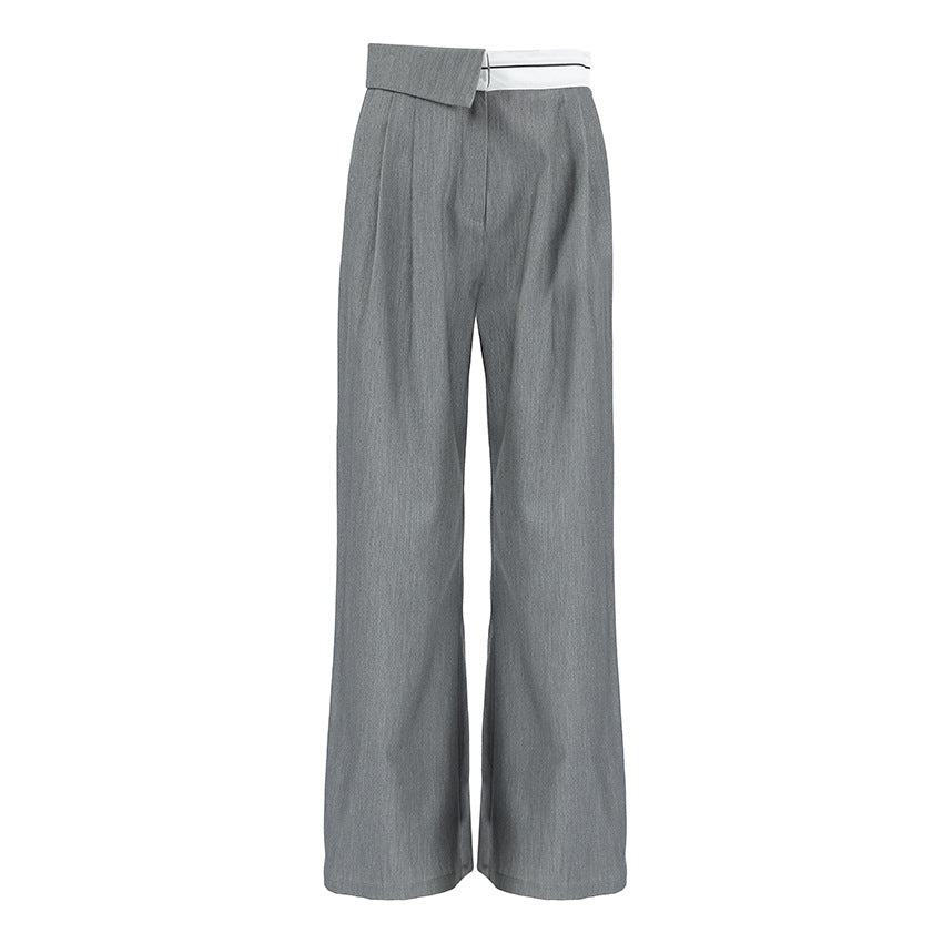 Damen Elegante weite Hose mit schickem Gürtel und Falten EB