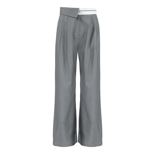 Damen Elegante weite Hose mit schickem Gürtel und Falten EB
