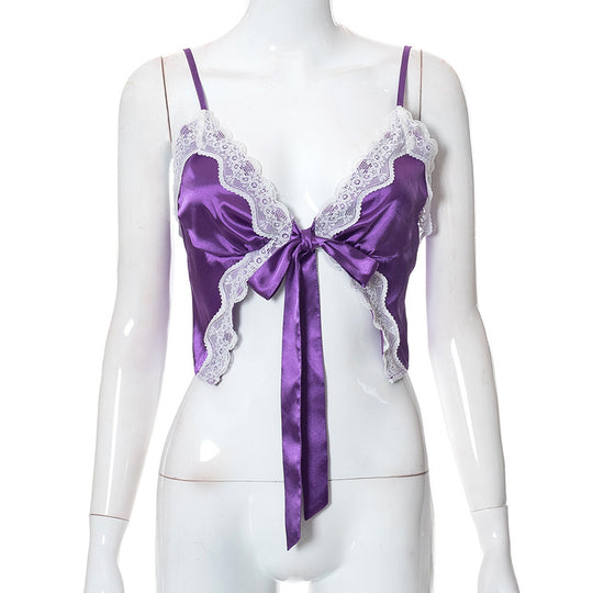 Damen Spitzen-lingerie Top mit Schleifen-Detail und verstellbaren Trägern EB