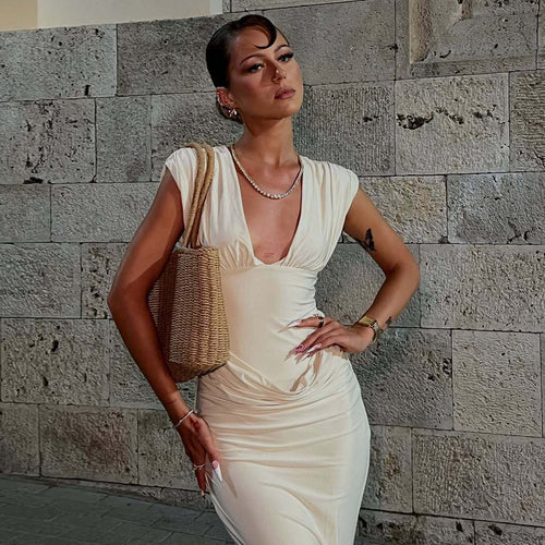 Damen Maxi-Kleid mit eleganter Drapierung EB
