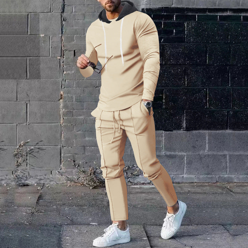 Herren nan zweiteiliges Kapuzen-Lounge-Set mit schmal geschnittenem Kapuzenpullover und tapered Jogginghose EB