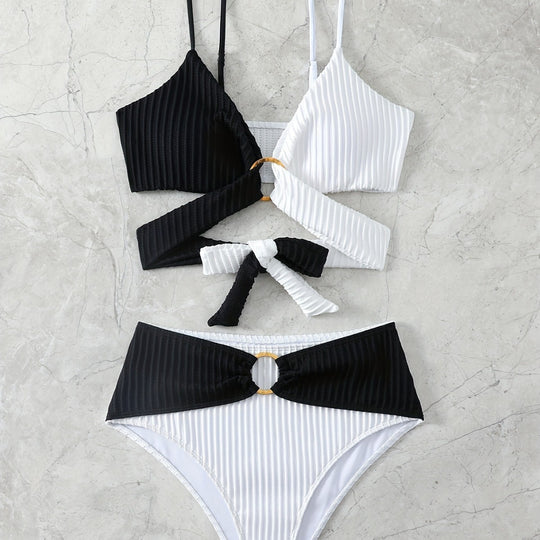 Damen Bikiniset mit raffiniertem Wickeldesign und elastischem Bund EB