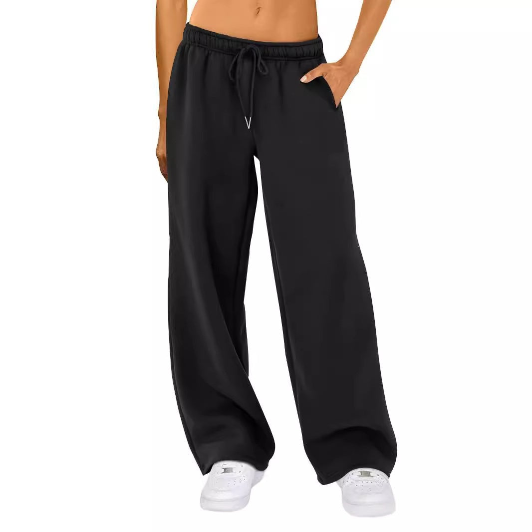 Damen nan weite Loungehose mit hohem Komfortbund, elastischem Tunnelzug und seitlichen Eingrifftaschen EB