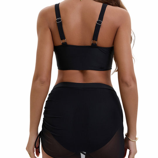 Damen Sportives Bikini-Set mit verstellbarem Wickelrock und modischen Details EB