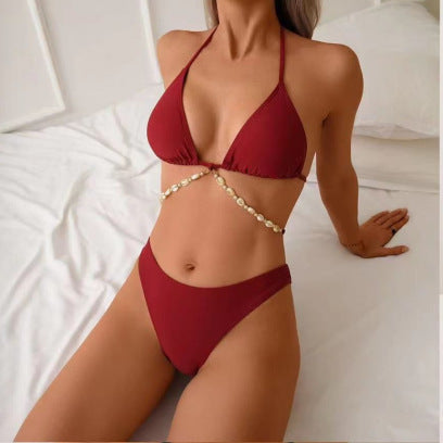 Damen Triangel-Bikini mit einzigartigem Bead-Detail EB