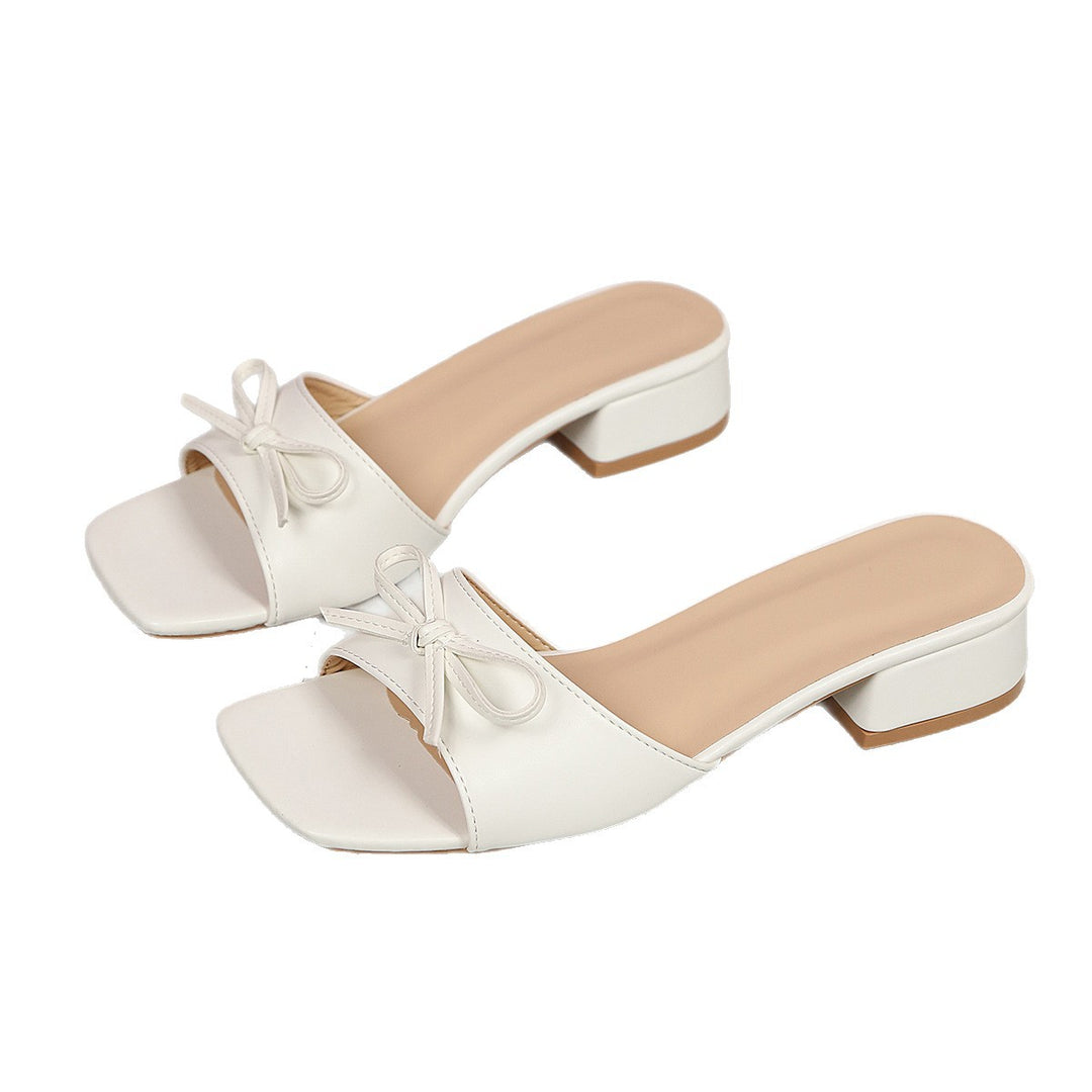 Damen Slide-Sandalen mit zartem Schleifendesign und minimalistischem Absatz EB