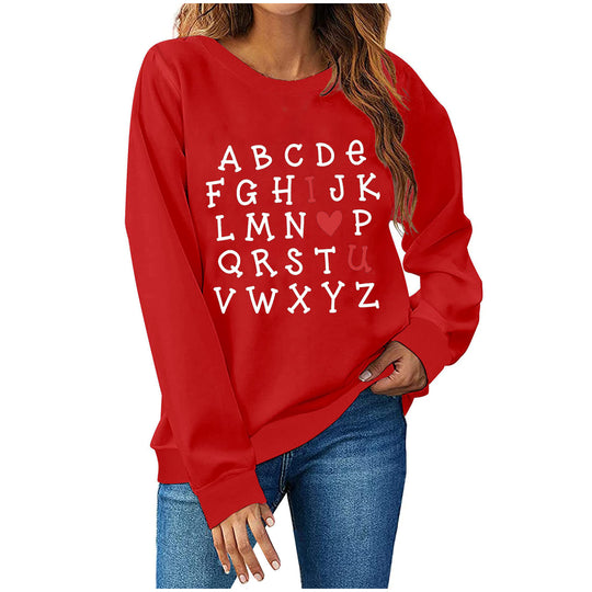 Damen Sweatshirt mit kreativem Alphabet-Design EB