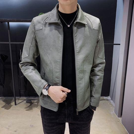 Herren lässige Kunstlederjacke EB
