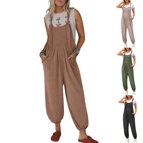 Damen Lässiger Jumpsuit mit praktischen Taschen EB