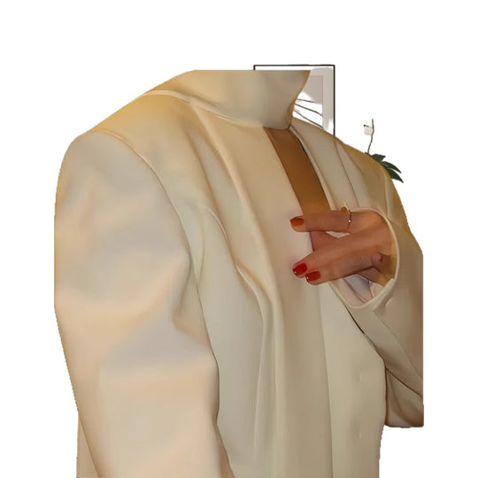 Damen Blazer-Kleid mit tiefem V-Ausschnitt und eleganten langen Ärmeln EB