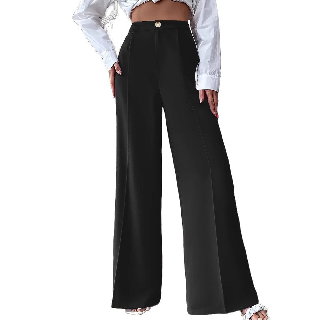 Damen elegante, hoch taillierte Palazzo-Hosen EB