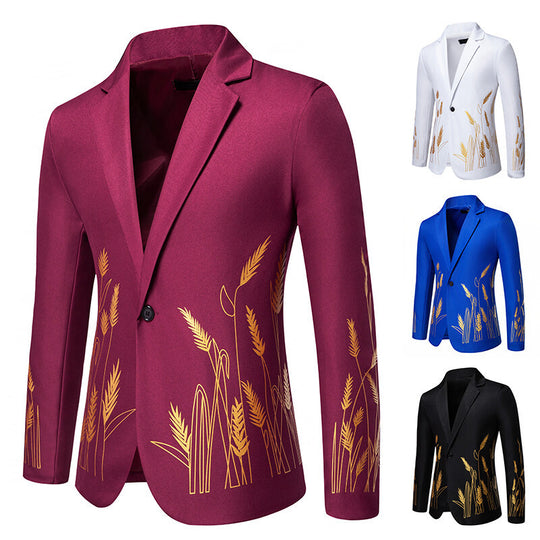 Damen Eleganter Blazer mit kunstvollem Pflanzenmuster und feiner Textur EB