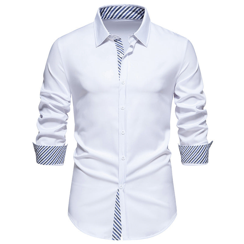 Herren Langarmhemd mit modernem Kontrastdesign EB