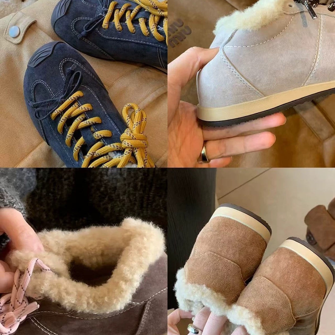 Damen Komfortable Sneaker mit flauschigem Innenfutter und modischem Design EB