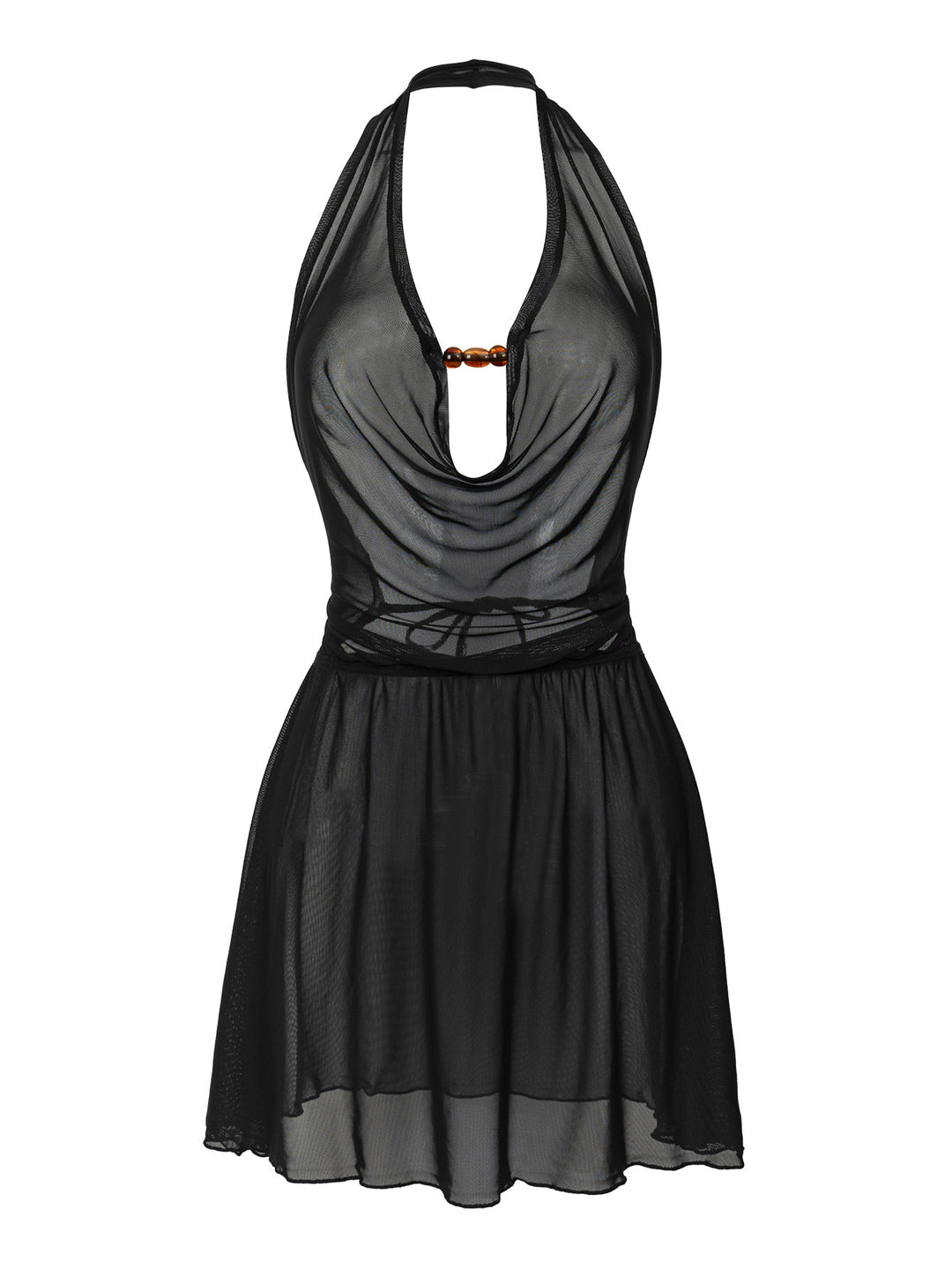 Damen Strandkleid mit tiefem V-Ausschnitt und raffiniertem Knoten EB