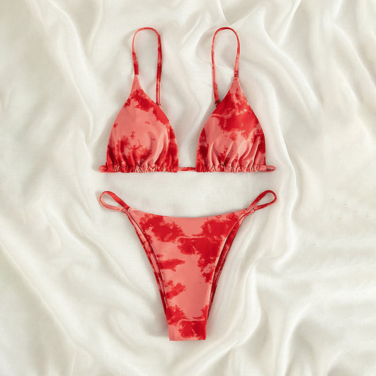 Damen Triangel-Bikini mit verstellbaren Trägern und Raffungen EB