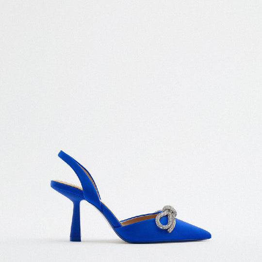Damen Slingback Pumps mit funkelndem Schleifenakzent und elegantem Absatz EB