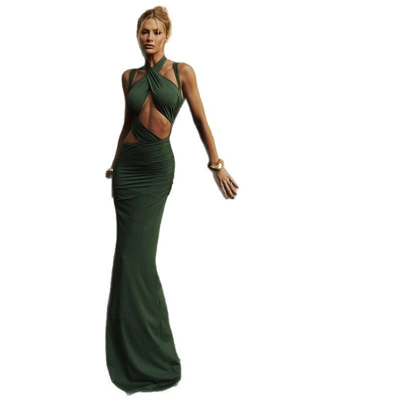 Damen Elegantes Maxikleid mit raffinierten Drapierungen und schlankem Schnitt EB