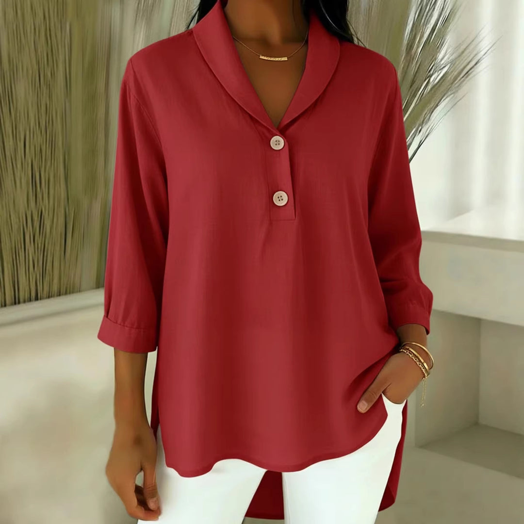 Damen Elegantes Hemd mit modernem Kragen und Knopfdetails EB