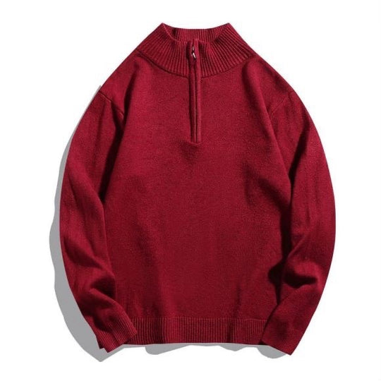 Herren gesunder und stilvoller Stehkragenpullover mit Reißverschluss EB