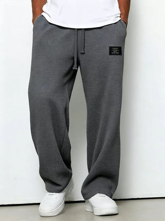 Herren nan lässige Waffelstrick Loungehose mit Kordelzug und geradem Schnitt EB