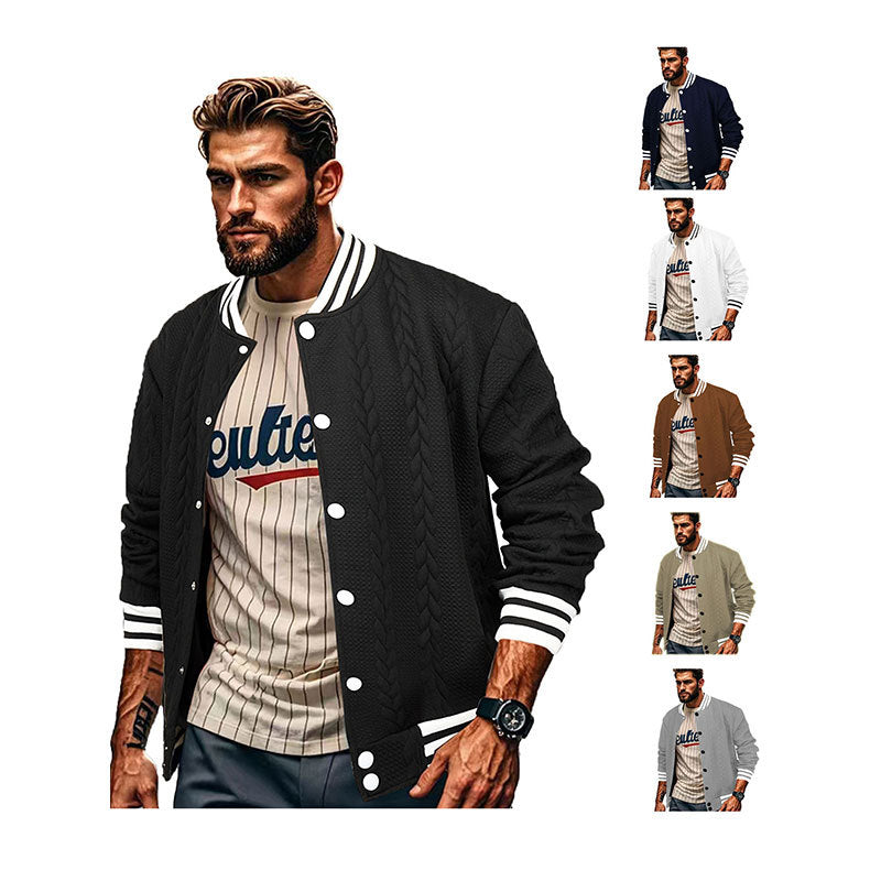 Herren Sportswear-Bomberjacke mit strukturiertem Design und Kontraststreifen EB