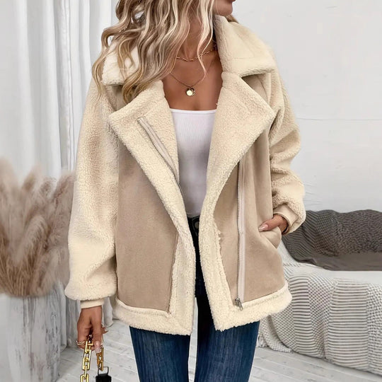 Damen Jacke aus kuscheligem Fleece mit Reißverschluss und oversized Schnitt EB