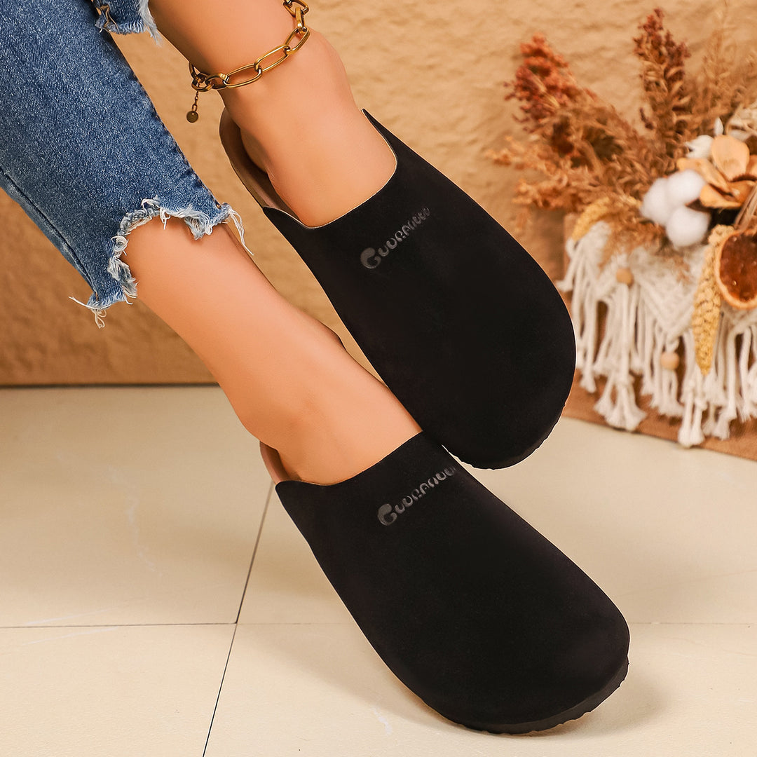 Damen Komfortable Clogs mit weichem Veloursleder und rutschfester Sohle EB