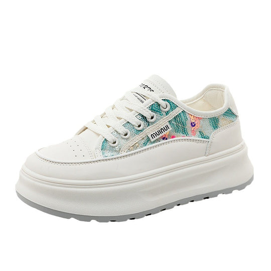 Damen modische Plateau-Sneaker mit trendiger Oberflächenstruktur und dämpfender Laufsohle EB