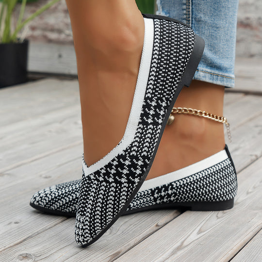 Damen Ballerinas mit modischem geometrischem Muster und bequemem Fußbett EB