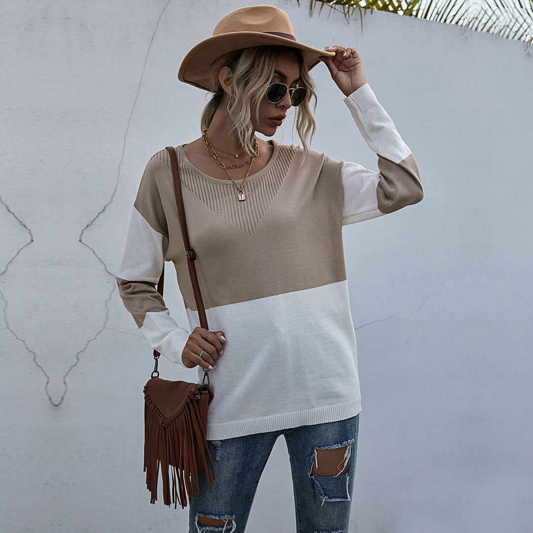 Damen Strickpullover mit modischem V-Ausschnitt und strukturiertem Muster EB