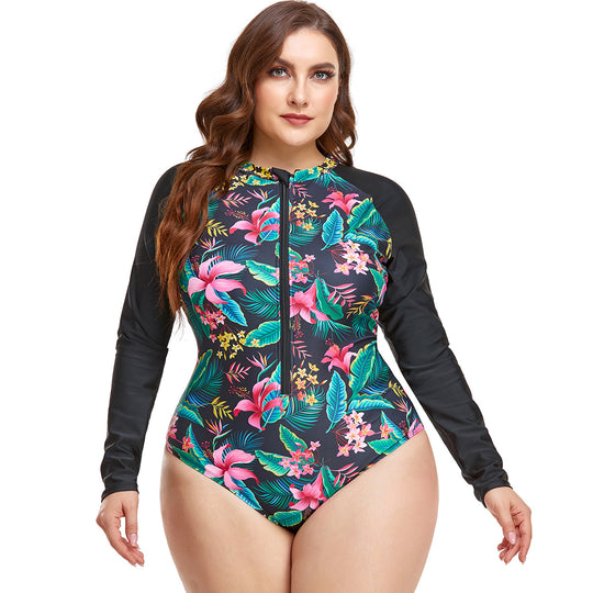 Damen Rashguard Badeanzug mit floralem Muster EB