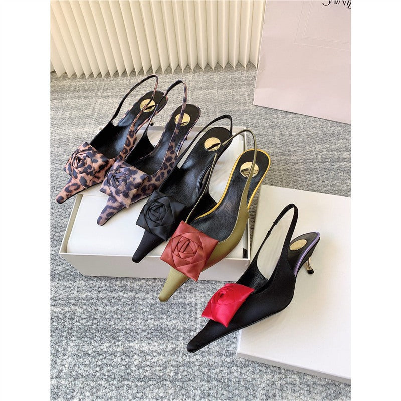 Damen Slingback Pumps mit eleganter Satinverzierung EB