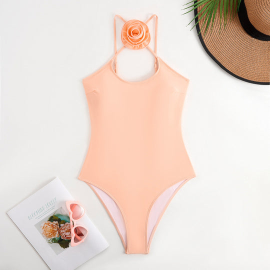 Damen Einteiler Badeanzug mit floralem Dekor und keyhole Ausschnitt EB